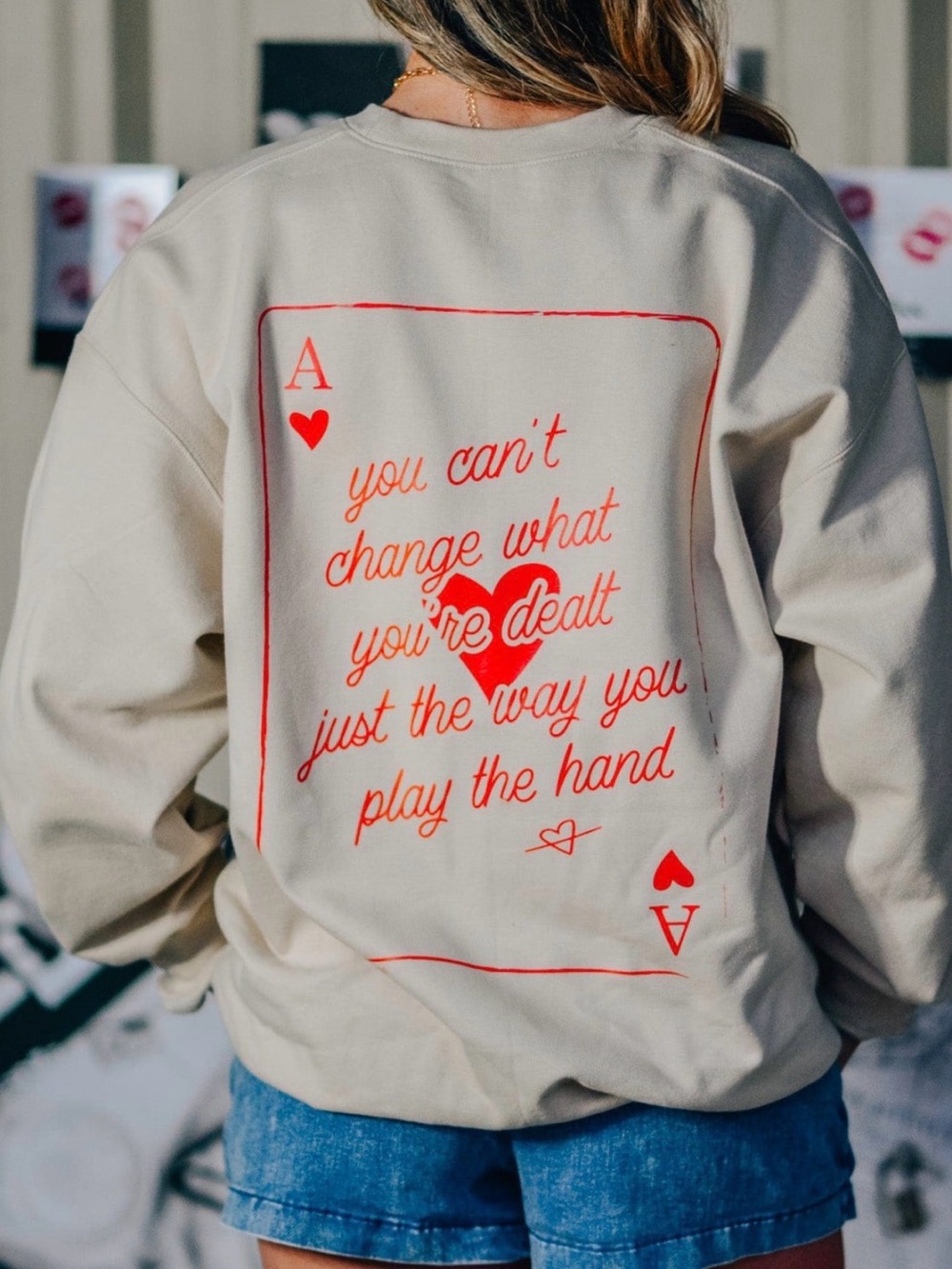 YOU ARE A QUEEN 👸🏽 Crewneck Sweatshirt with Red Playing Card Graphic